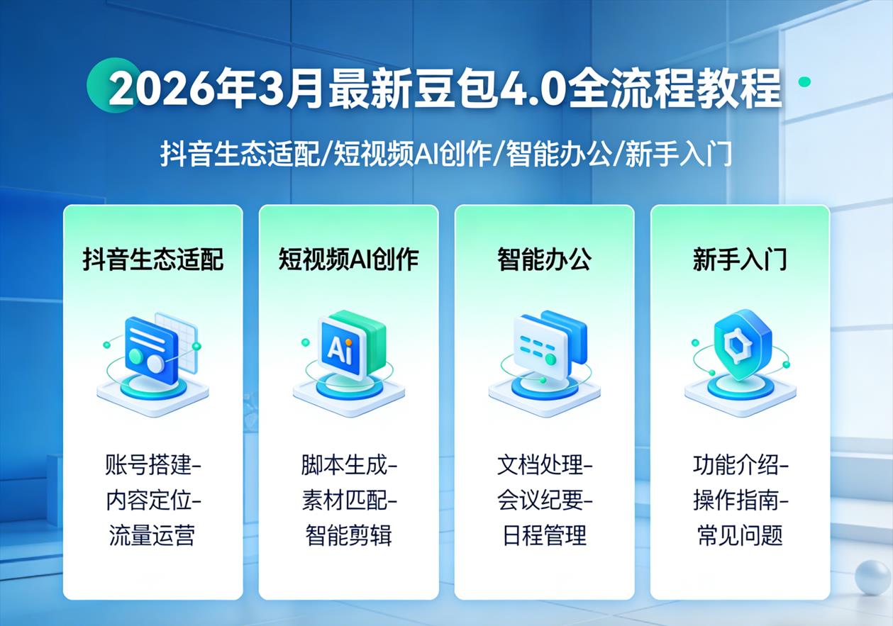 2026年3月最新豆包4.0全流程教程｜抖音生态适配/短视频AI创作/智能办公/新手入门