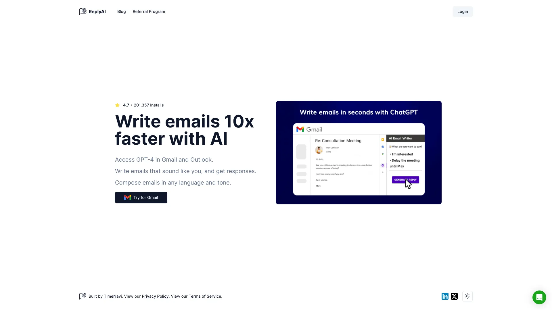 TimeNavi AI Email Writer