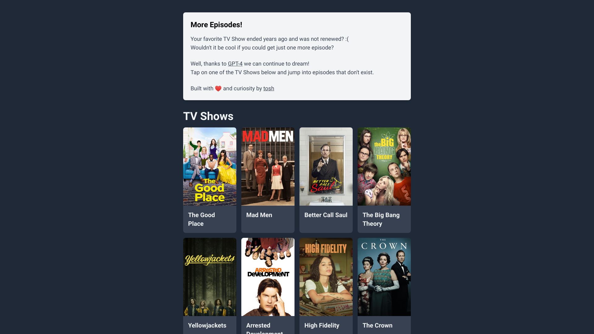 tosh TV Shows