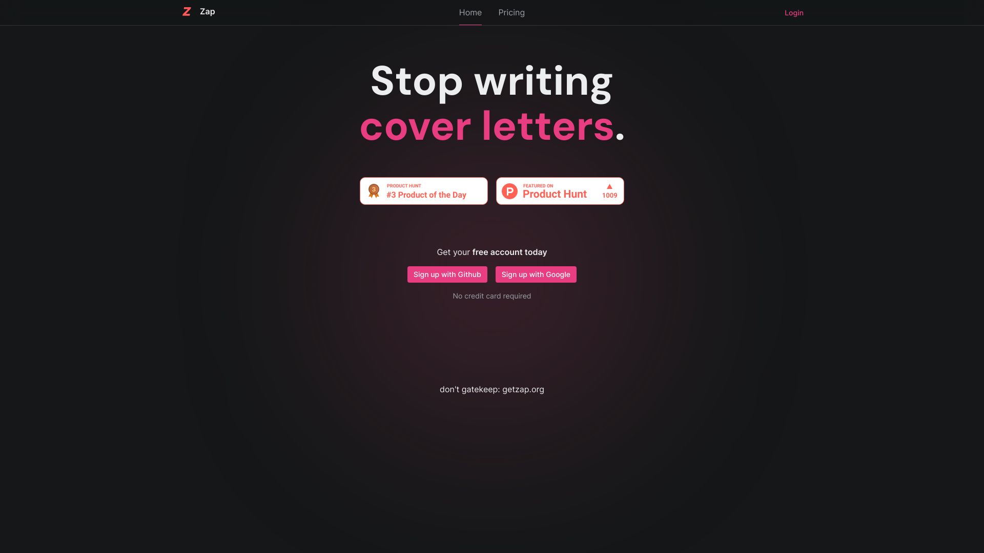 Zap - Cover Letters