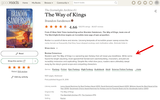 Goodreads Review Consensus - 谷歌插件