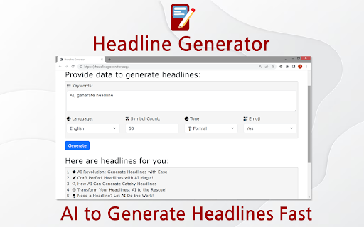 AI Headline Generator Chrome Extension - 谷歌插件