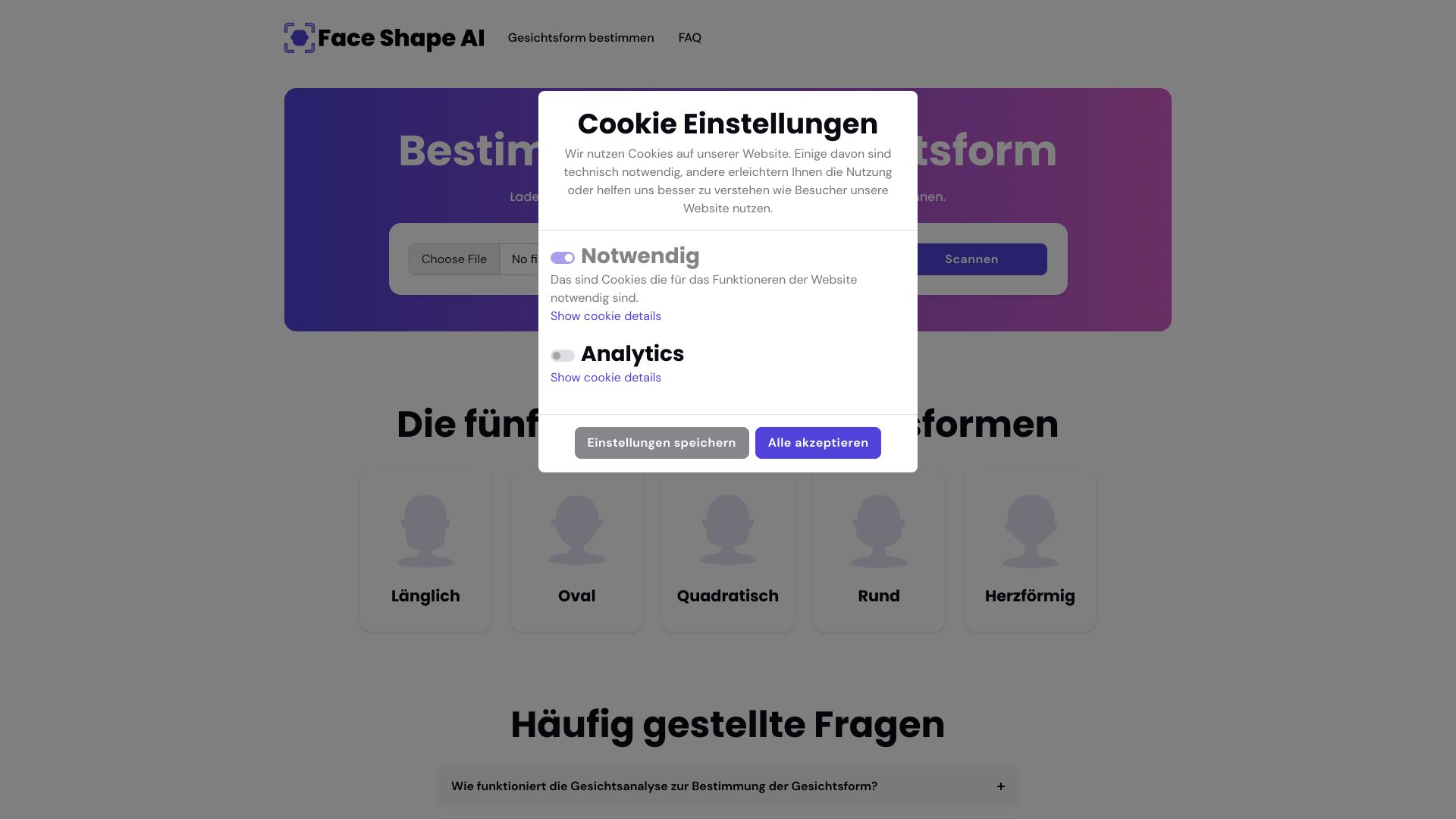 Gesichtsform bestimmen mit KI