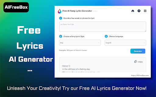 Free AI Song Lyrics Generator - 谷歌插件