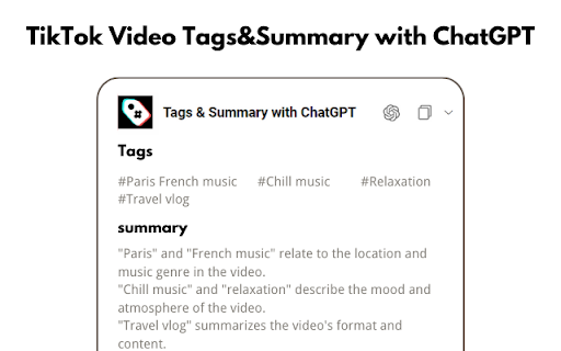 TikTok Video Tags & Summary Extension - 谷歌插件