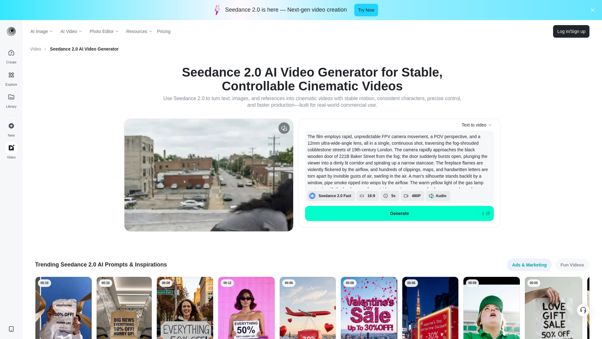 Seedance 2.0 AI Video Generator on insMind