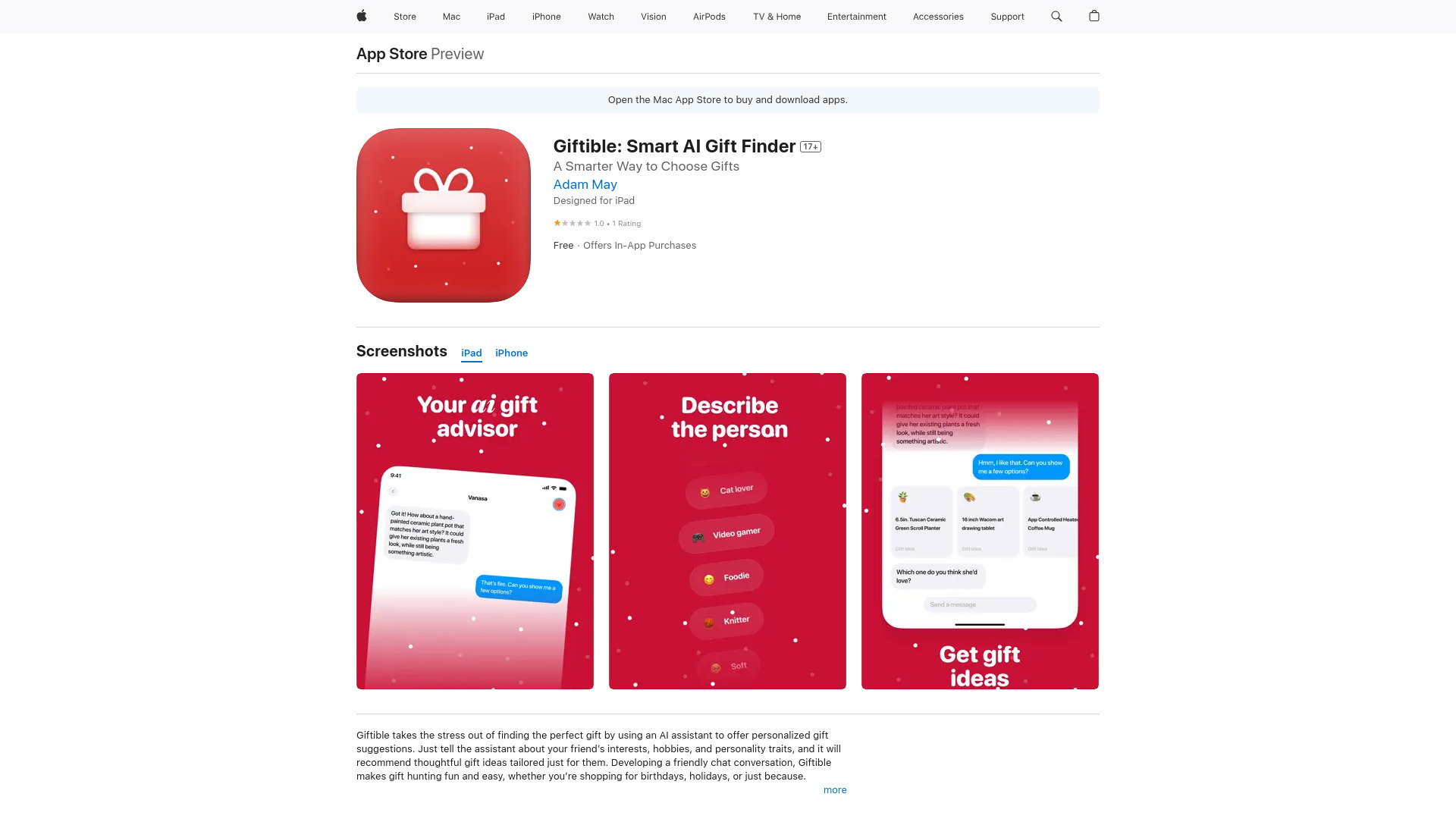 Giftible: Smart AI Gift Finder
