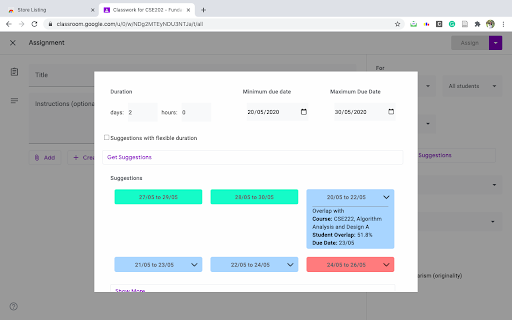 Google Classroom Assignment Scheduler Extension - 谷歌插件