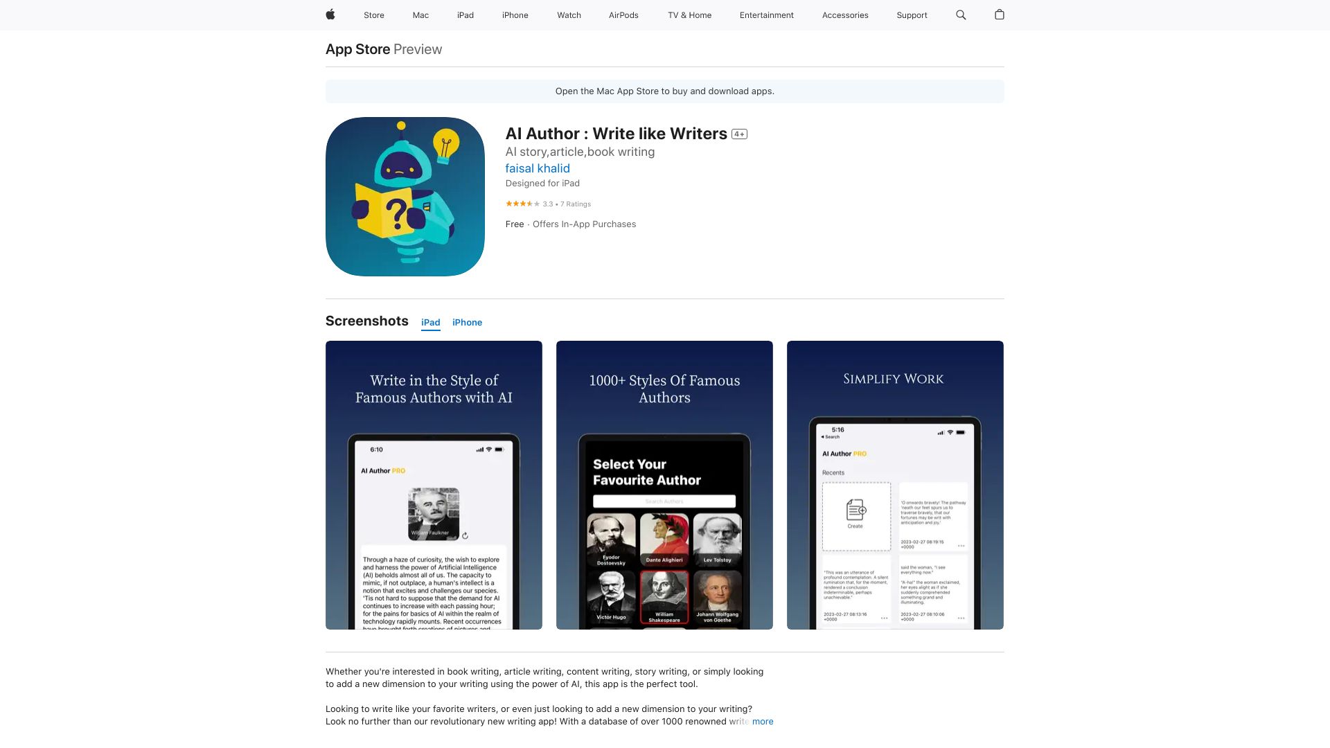 AI Author : Write like Writers