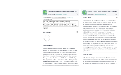 Upwork Cover Letter Generator Extension - 谷歌插件