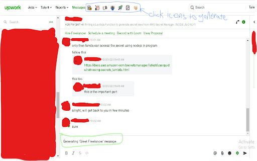 Saves time of conversing with freelancers with the help of Ai generated messages - 谷歌插件