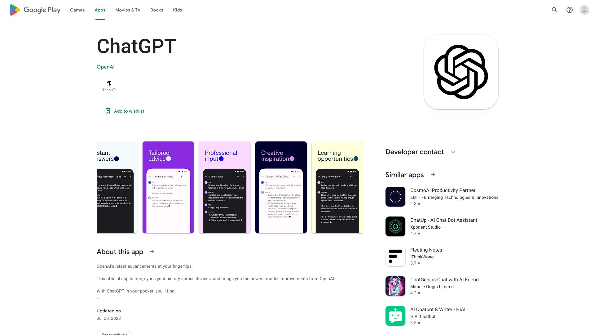 ChatGPT (Google Play App)
