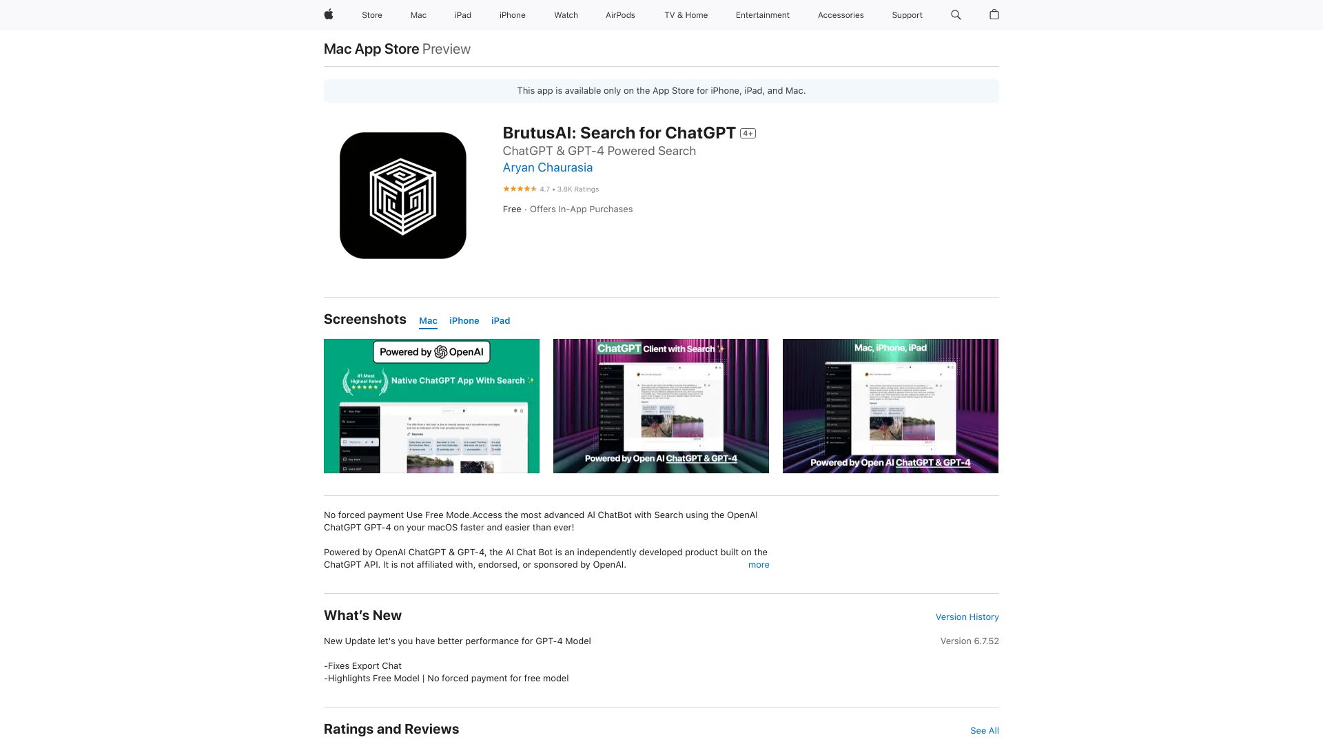 BrutusAI: Search for ChatGPT