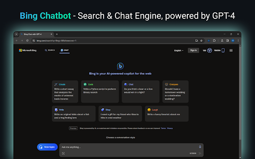 Bing Chatbot - 谷歌插件