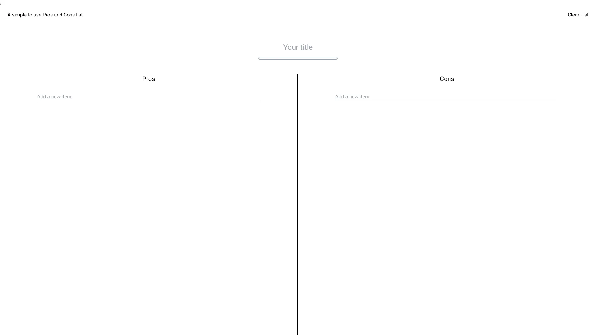 Pros and Cons List Tool
