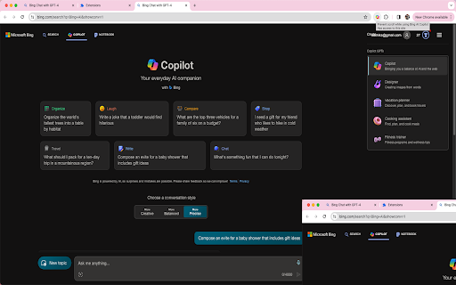 Bing AI Copilot Chrome Extension - 谷歌插件