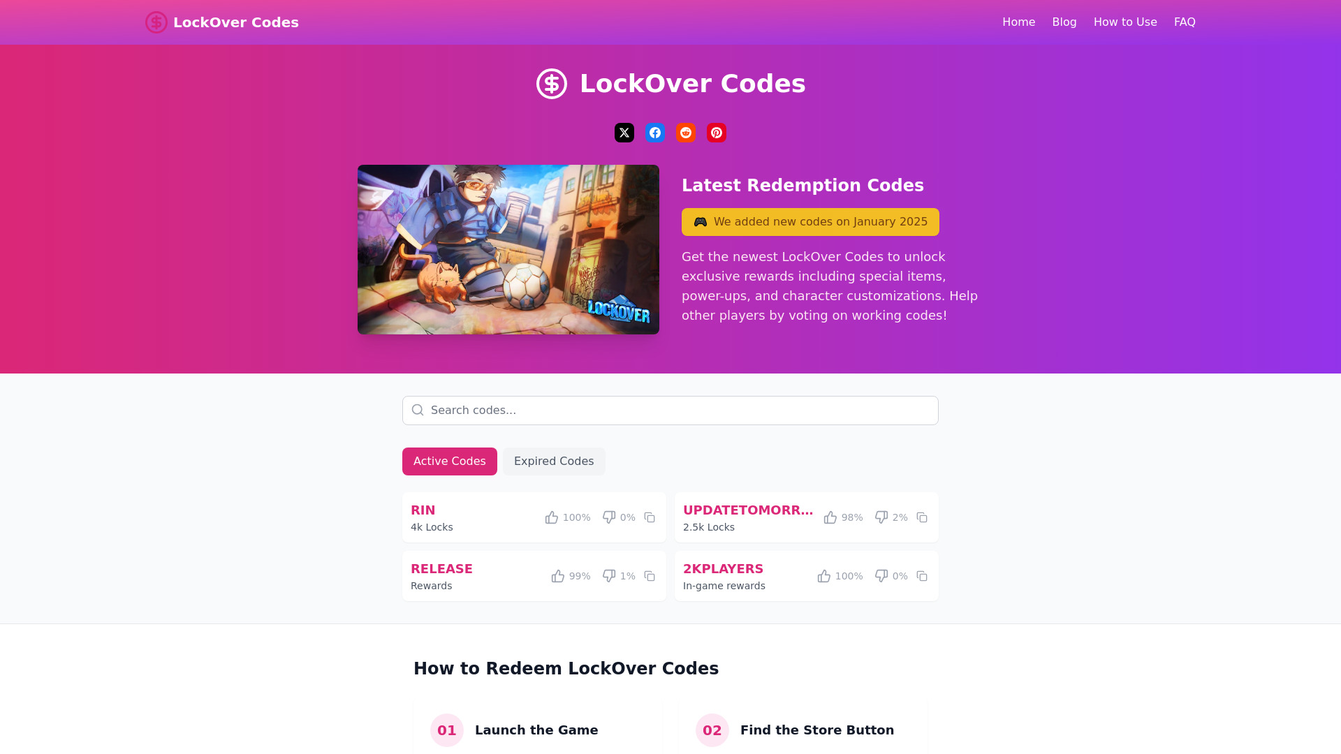 LockOver Codes