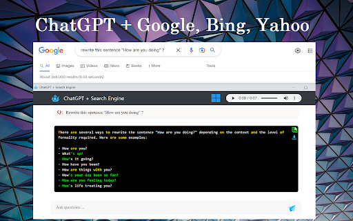 ChatGPT + Google, Bing, Yahoo Extension - 谷歌插件