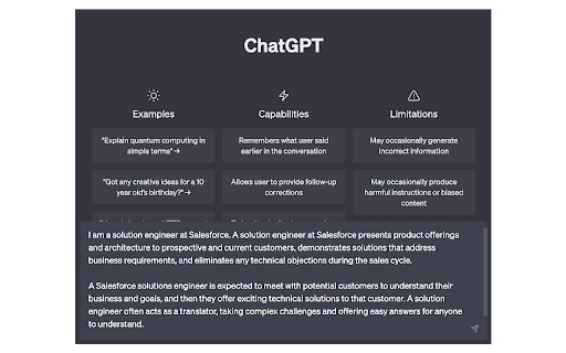 Salesforce SE's using Chat GPT! - 谷歌插件