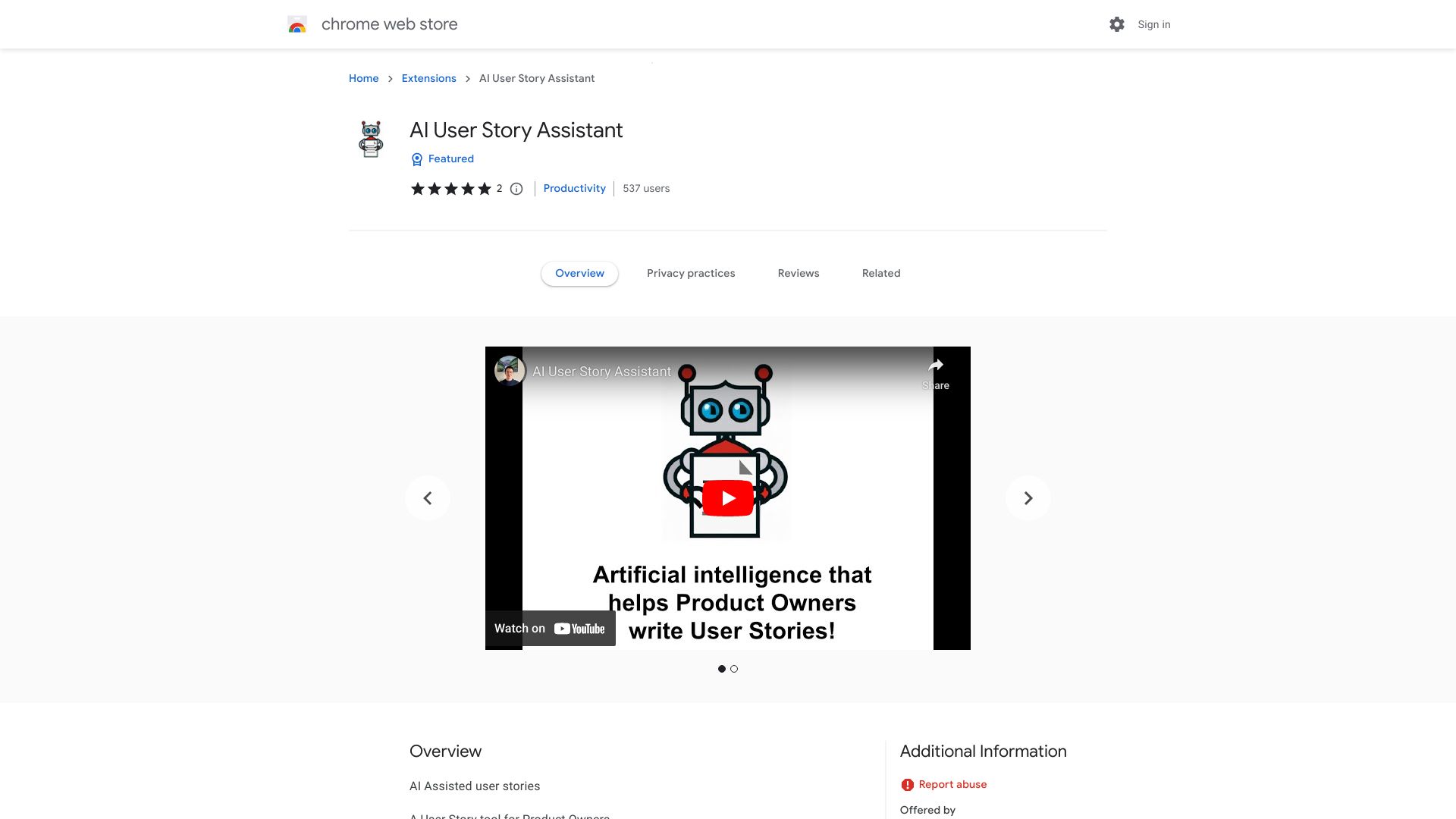 User Story AI - 谷歌插件
