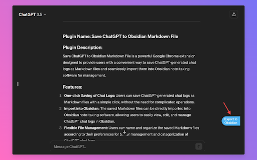 Save ChatGPT to Obsidian markdown file - 谷歌插件