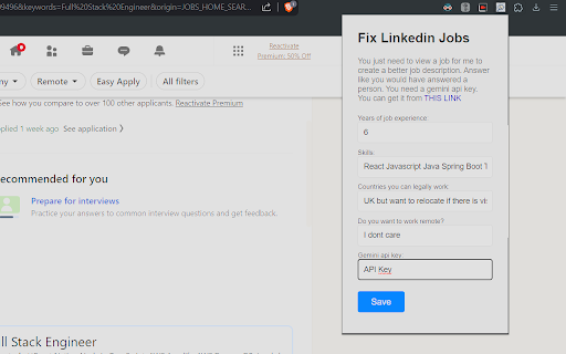 LinkedIn Job Description Summarizer - 谷歌插件