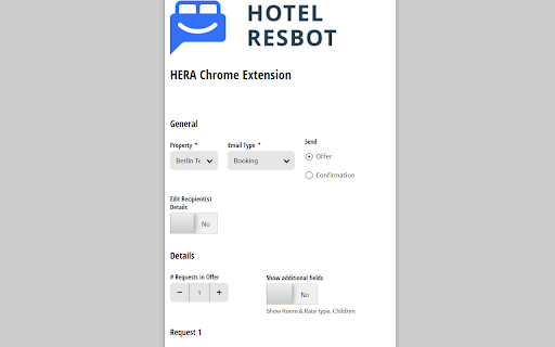 HERA, Your Hotel Email Reservation Assistant - 谷歌插件