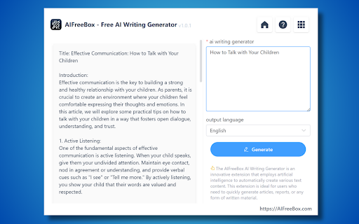 Free AI Writing Generator Tool - 谷歌插件