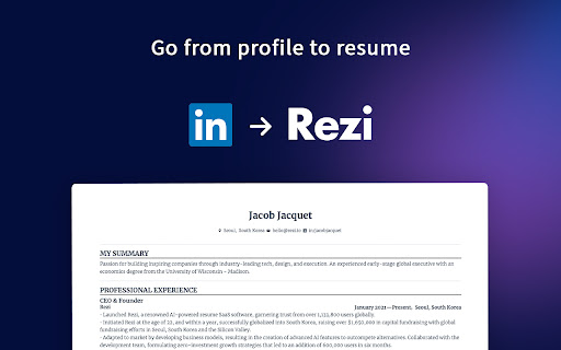 Rezi Linkedin to Resume - 谷歌插件