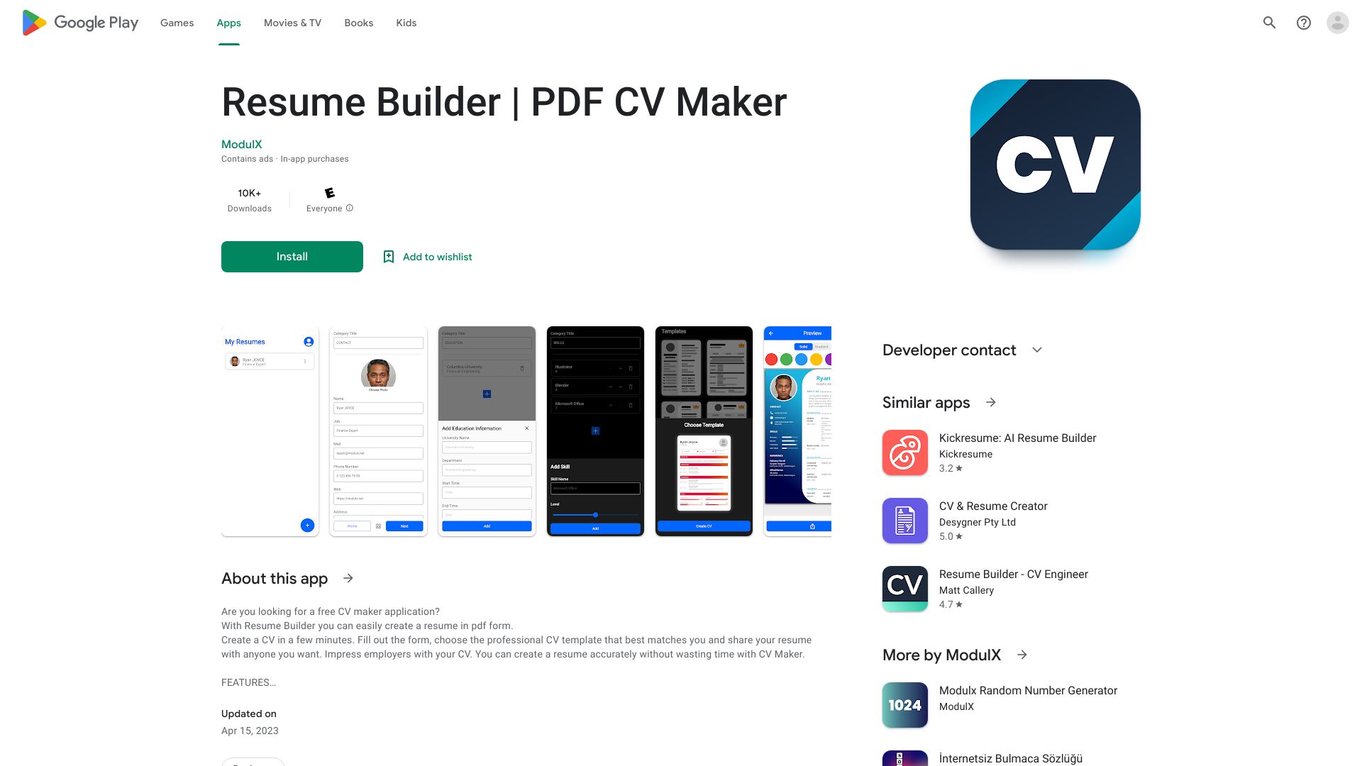 Resume Builder: PDF CV Maker