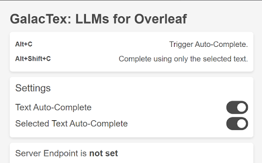 GalacTex: Large Language Models for Overleaf - 谷歌插件