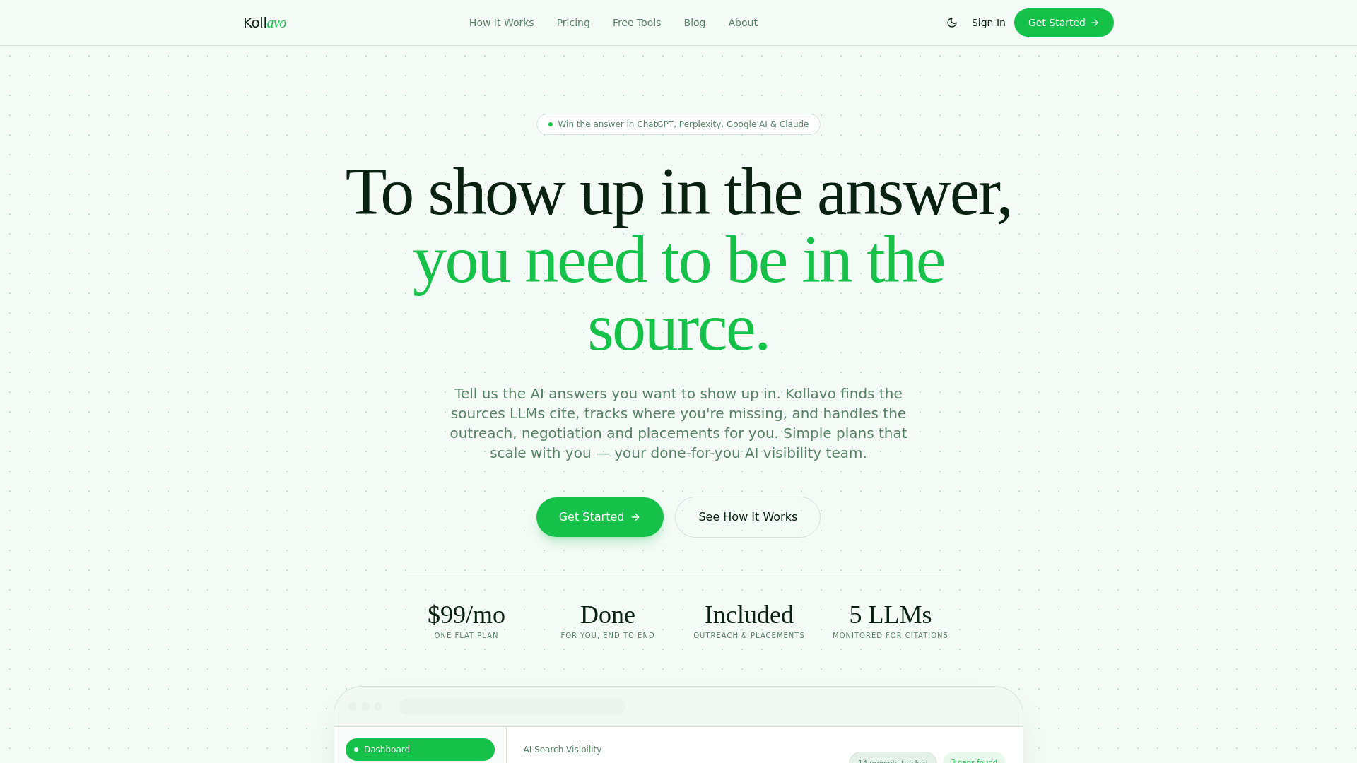 Kollavo - Get Cited in AI Search | $99/mo Managed Service
