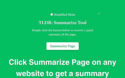 TLDR - Summarize Tool - Web Page Summarizer - 谷歌插件