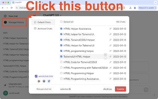 ChatGPT Batch Delete History Bulk - 谷歌插件
