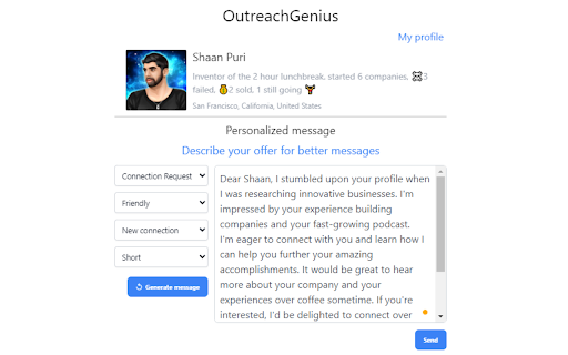 Experience Ultra-personalized LinkedIn outreach, powered by AI - 谷歌插件