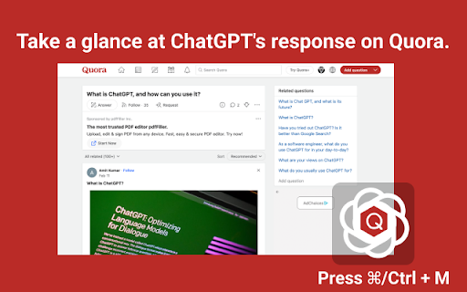 ChatGPT Quora Extension - 谷歌插件
