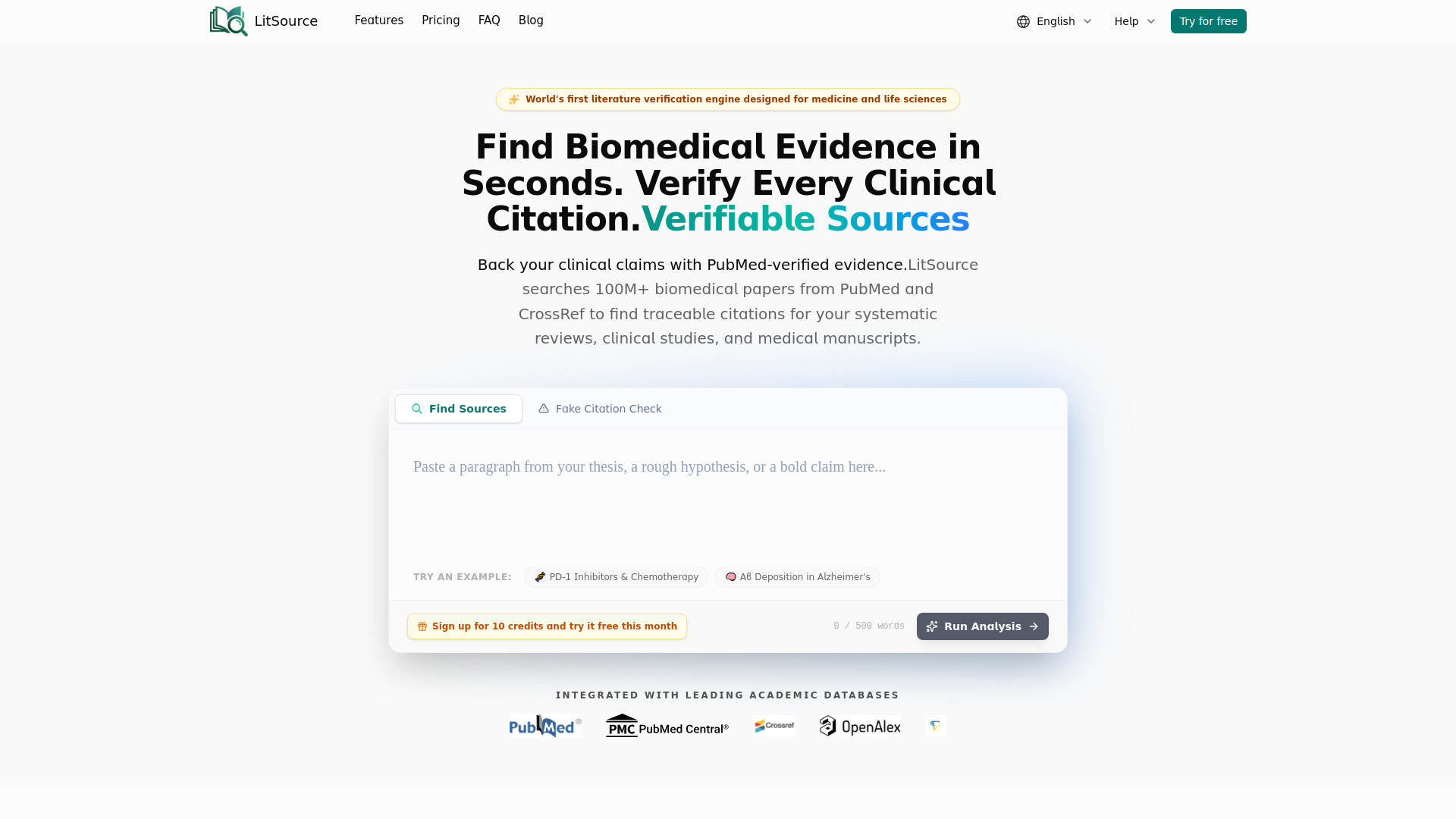 LitSource - PubMed Citation Finder & Reference Checker