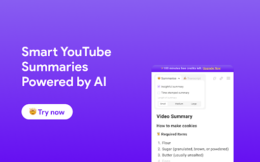 AI-powered YouTube summaries - 谷歌插件