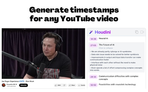 Generate timestamps and summaries for YouTube videos - 谷歌插件