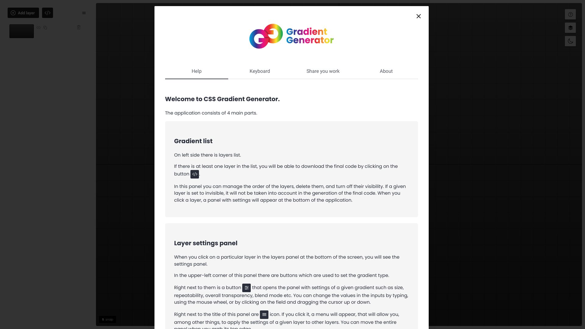 Awesome CSS Gradient generator