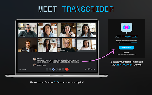Real-time Transcription for Google Meet - 谷歌插件