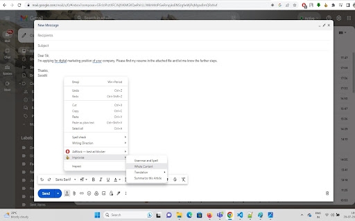 AI-based email and message improvisation using ChatGPT - 谷歌插件