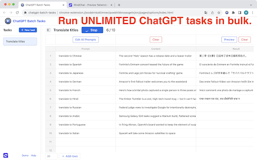 ChatGPT Batch Tasks Excel - 谷歌插件