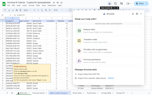 Use the AI behind ChatGPT to explain, transform, and ingest data in Sheets with text commands! - 谷歌插件