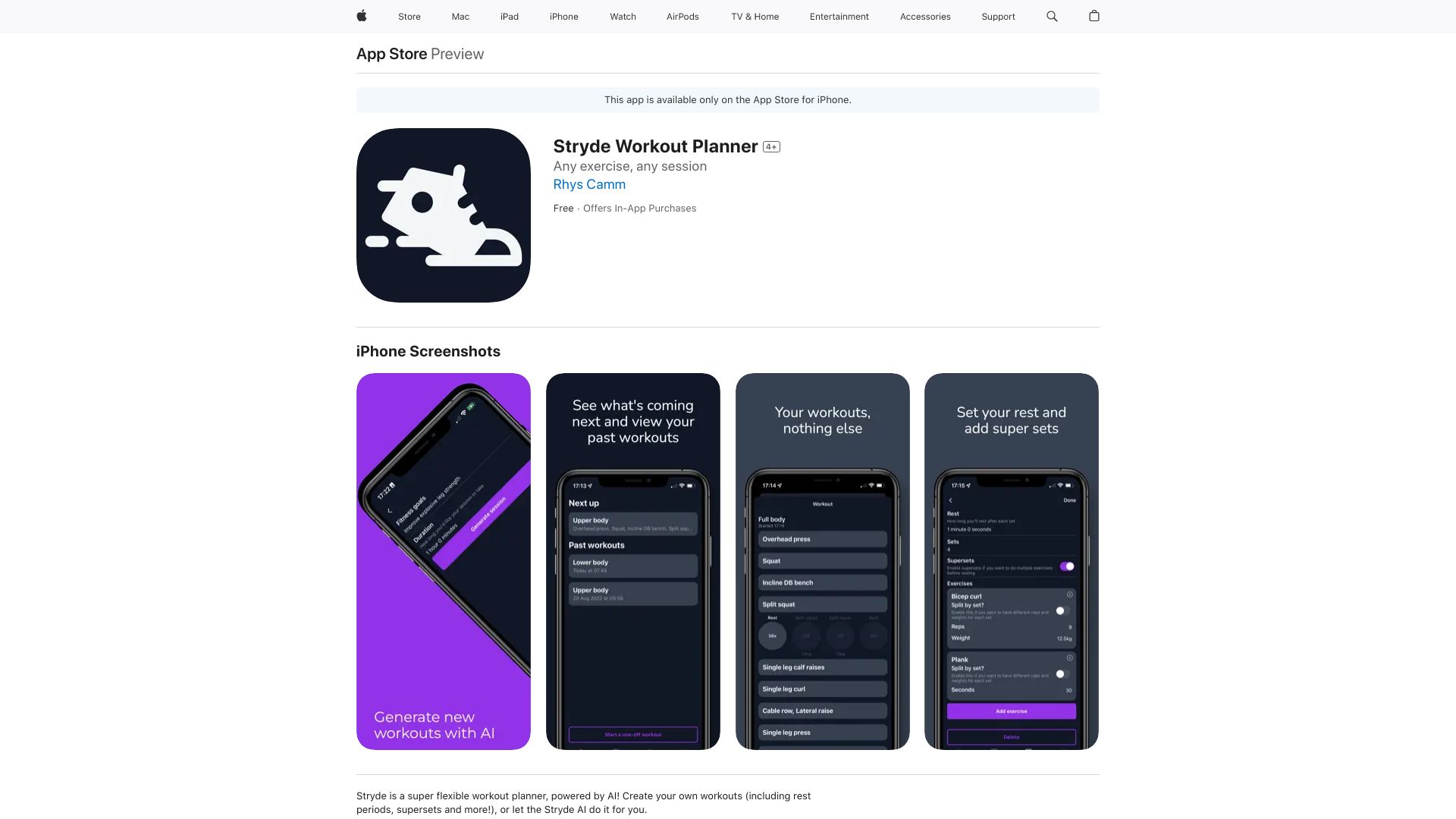 Stryde Workout Planner