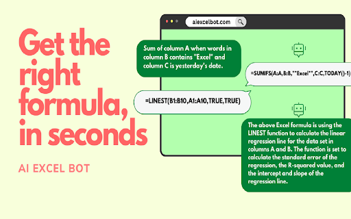 ChatGPT Powered Excel and Google Sheets formula assistant - 谷歌插件