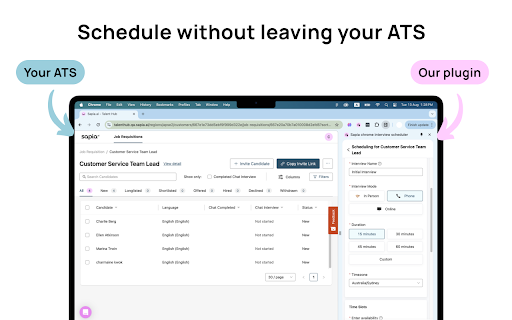 Interview Scheduling by Sapia.ai - 谷歌插件