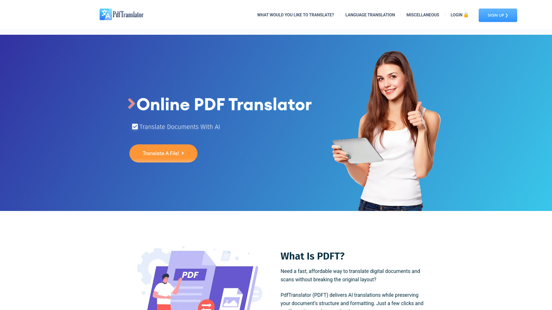 PDFT.AI: Online PDF Translator