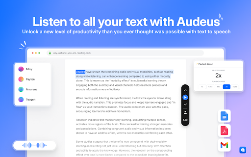 Audeus AI Voice Reader - 谷歌插件