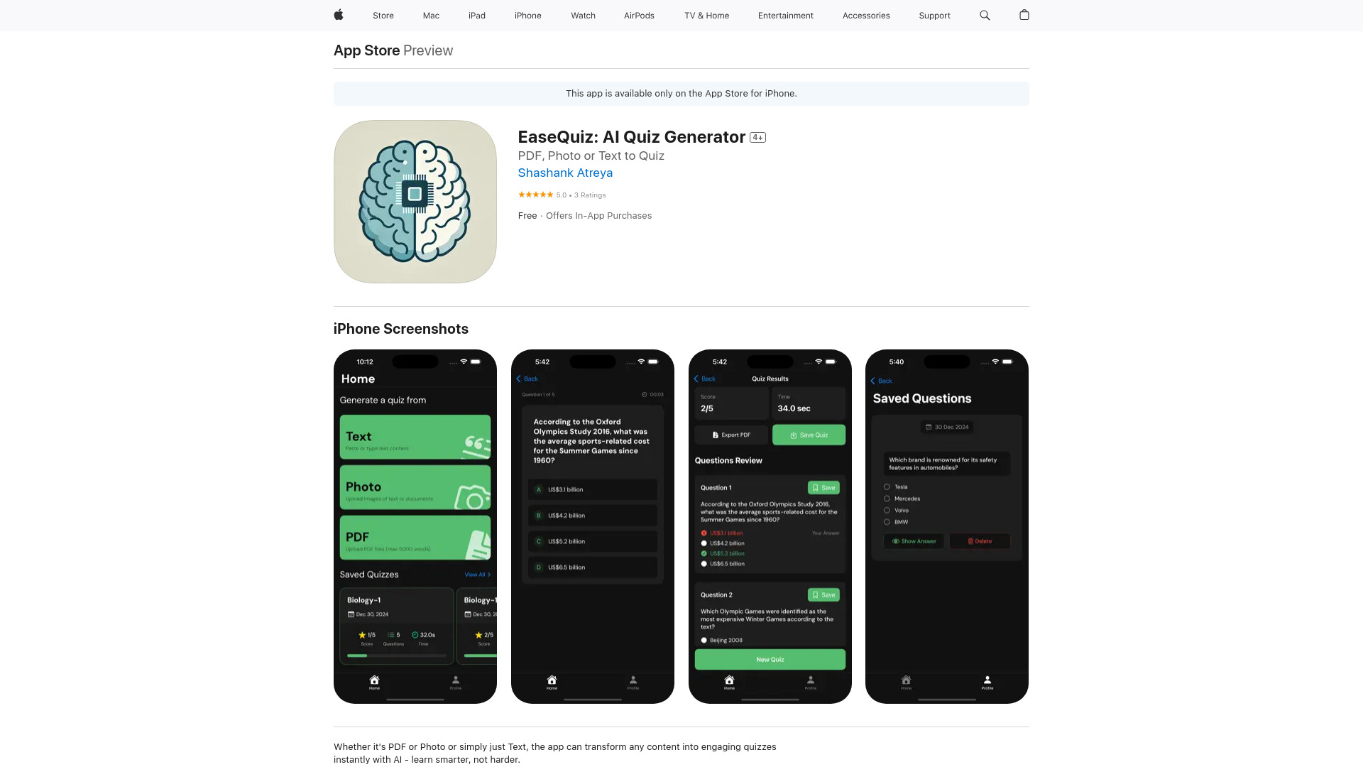 EaseQuiz: AI Quiz Generator